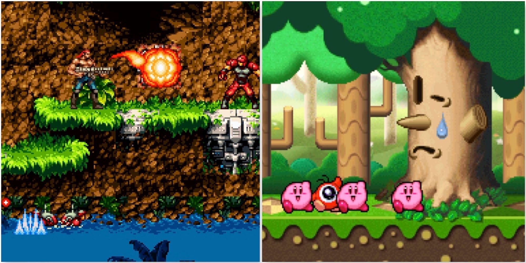 0-fighting-enemies-in-contra-4-and-celebrating-after-a-boss-in-kirby-super-star-ultra-6255435